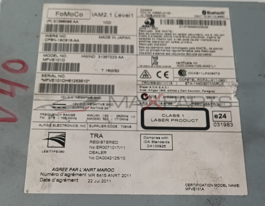 RADIO MODULE 31396096 AA 31357223AA VOLVO V40